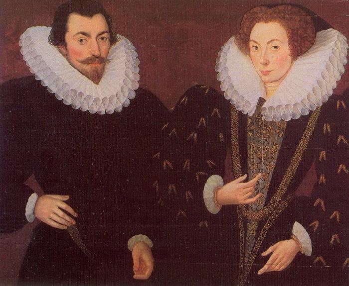 Hieronimo Custodis Sir John Harington and his wfie, Mary Rogers, Lady Harington oil painting image